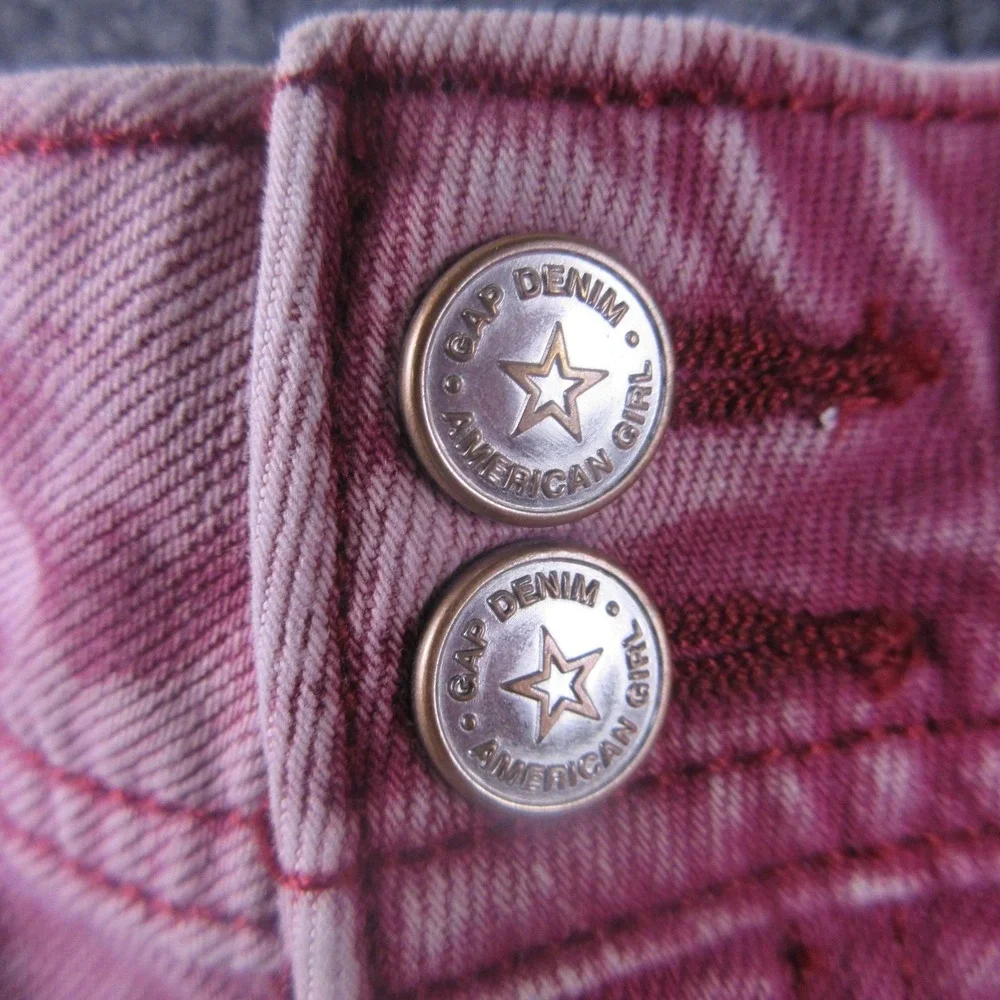 Gap American Girl Skirt Girls 10 Pink Denim Pleated Adjustable‎ Snap Waist